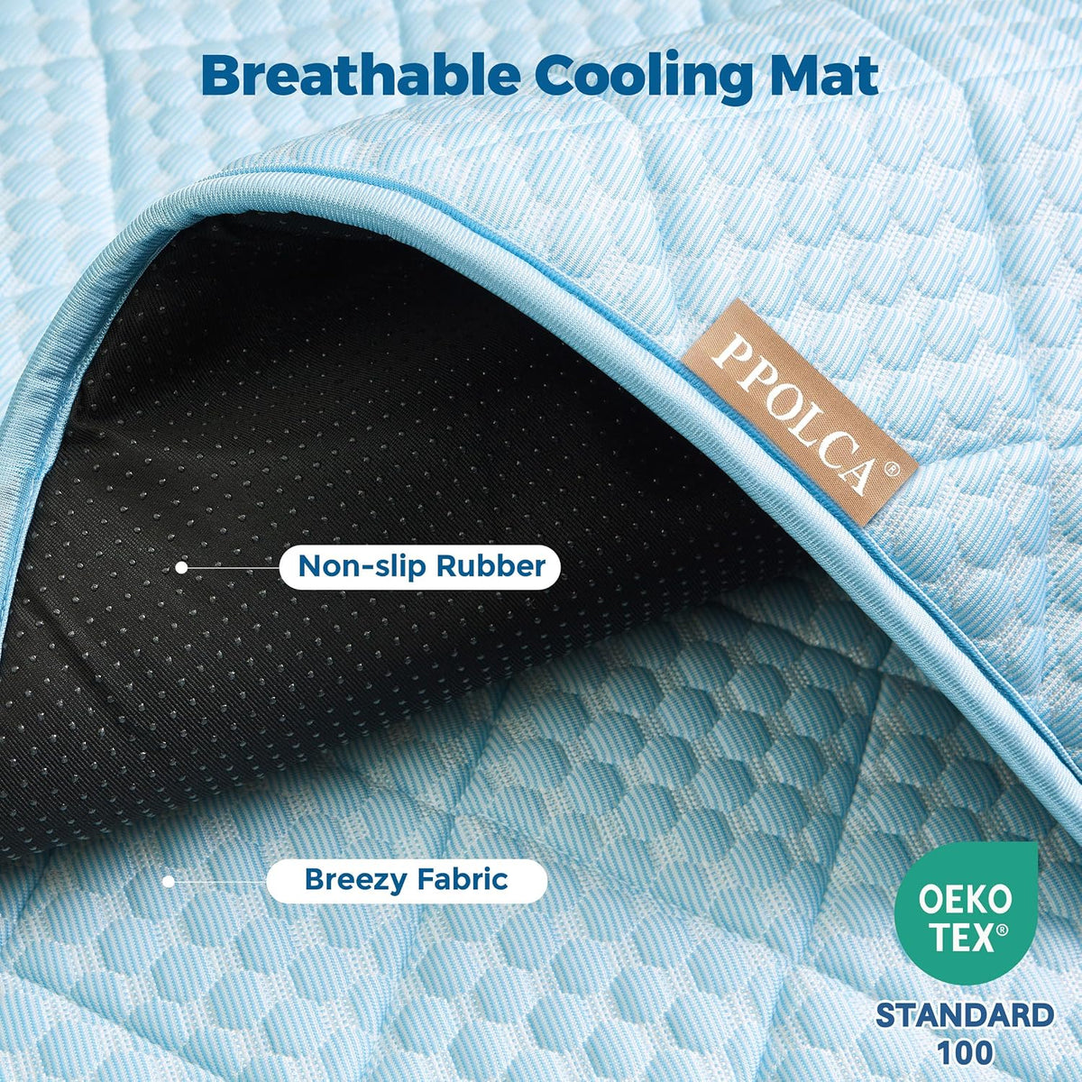 PPOLCA Waterproof Cooling Mat for XL Dogs 30x48, Light Blue
