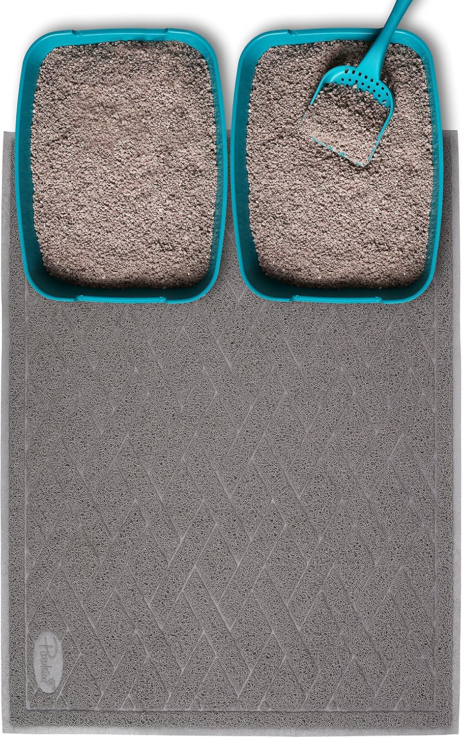 Pawkin Cat Litter Mat, Jumbo XX-Large, 4x3 Feet, Fits Two Litter Boxes or Extra Coverage for One Box, Gray